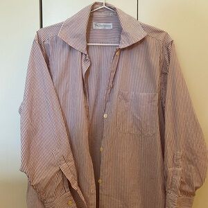 🌱 Burberry Red and White Button Down Shirt